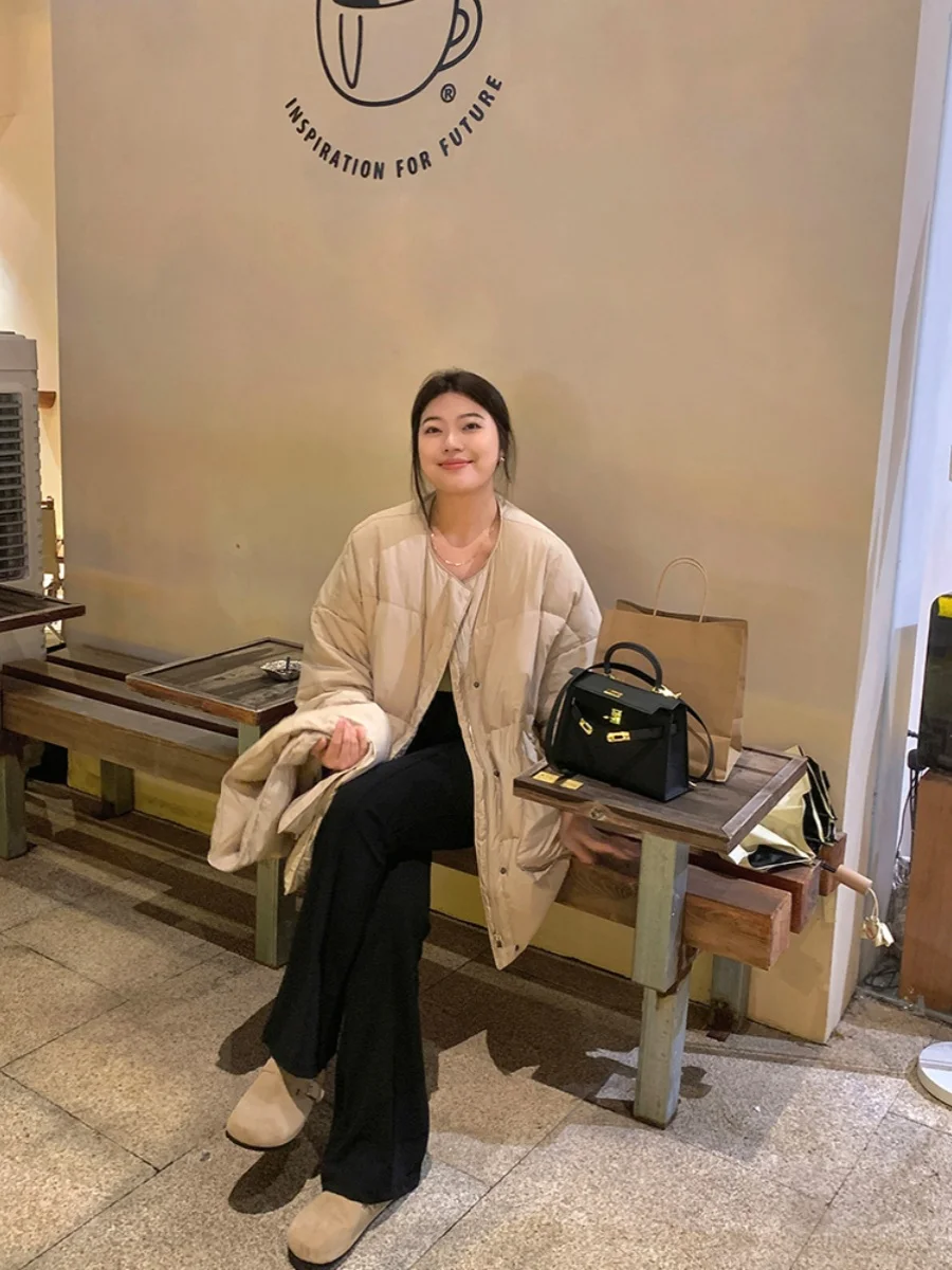 

Loose plus Size down Jaet Winter Coat with Scarf Korean Design Lin Daxiao Women's Faion Outerwear Warm Thiened Coat