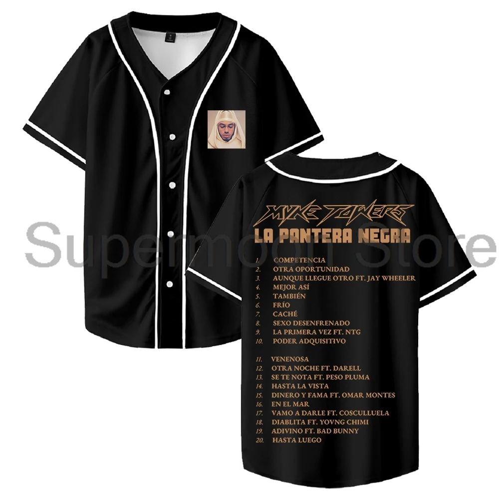 

Myke Towers Merch Album Jersey 2024 North America Tour Baseball Jacket Shirts Short Sleeve Tee Women Men Streetwear Tops