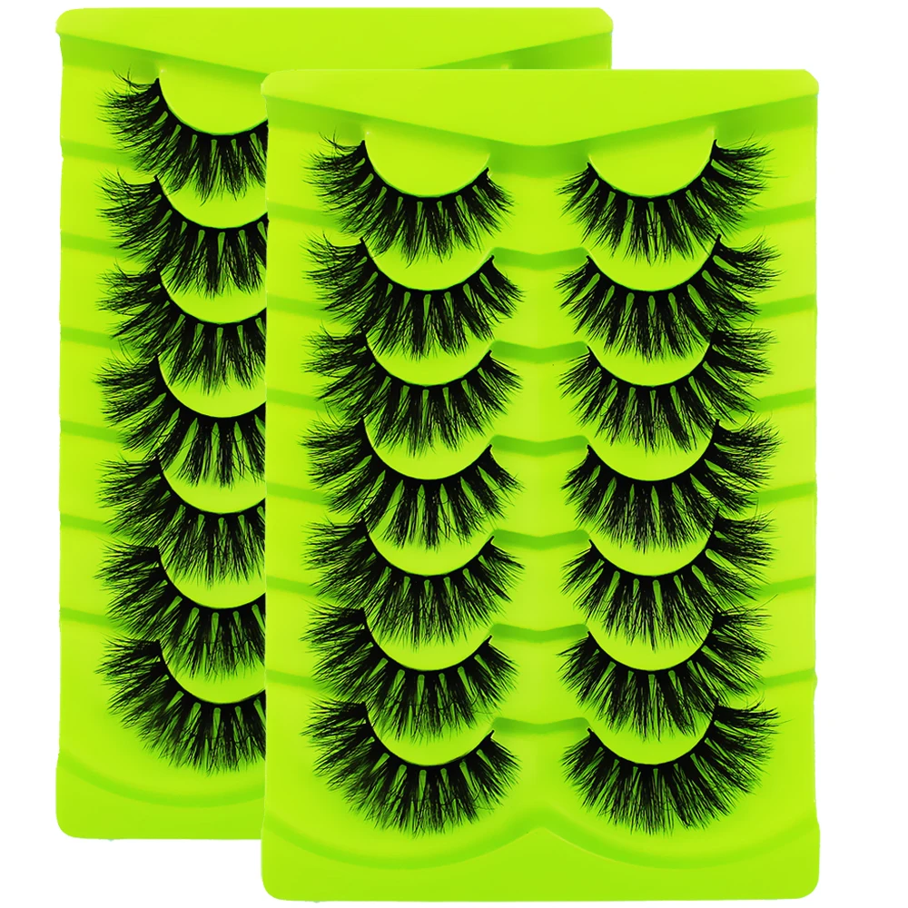 14 زوج/2 حزمة رموش صناعية رقيق رموش كاملة Wispy 8D حجم مجعد رموش اصطناعية رموش اصطناعية