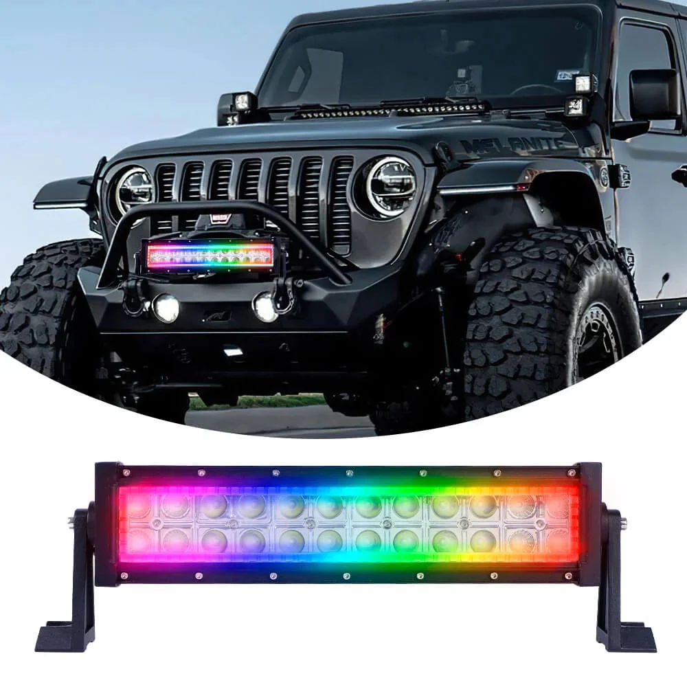 شريط إضاءة LED Halo RGB مقاس 13.5 بوصة 72 وات، مع أوضاع وامضة مطاردة، شعاع كومبو للفيضانات على الشاحنة ATV UTV للطرق الوعرة لسيارة جيب