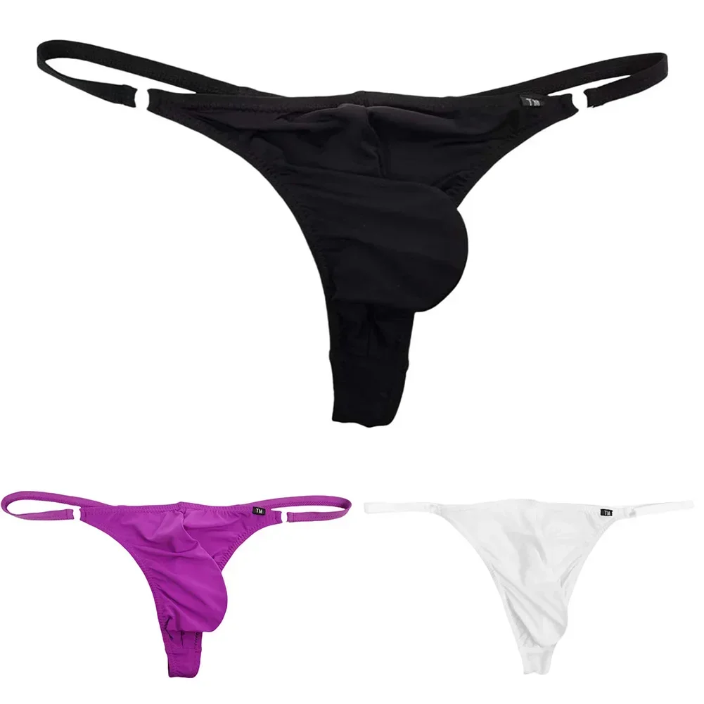 لجميع المواسم بيكيني ملابس داخلية منخفضة الخصر للرجال سراويل داخلية من الحرير الجليدي الأسود للرجال تصميم ثونغ بطول منتظم #6