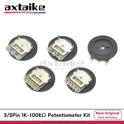 10PCS 16*2mm 3Pin 5Pin 1K 10K 20K 50K B102 B103 B203 B503 B202 B502 B104 Single And Double Gear Dial Potentiometer Volume Switch