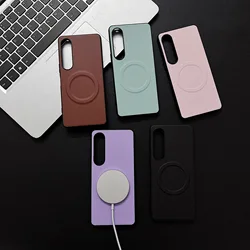 Shockproof Slim Leather Magsafe Wireless Charging Case for Sony Xperia 5 IV 5 V 10 1 VI, Lightweight Hidden Magnetic Phone Cover