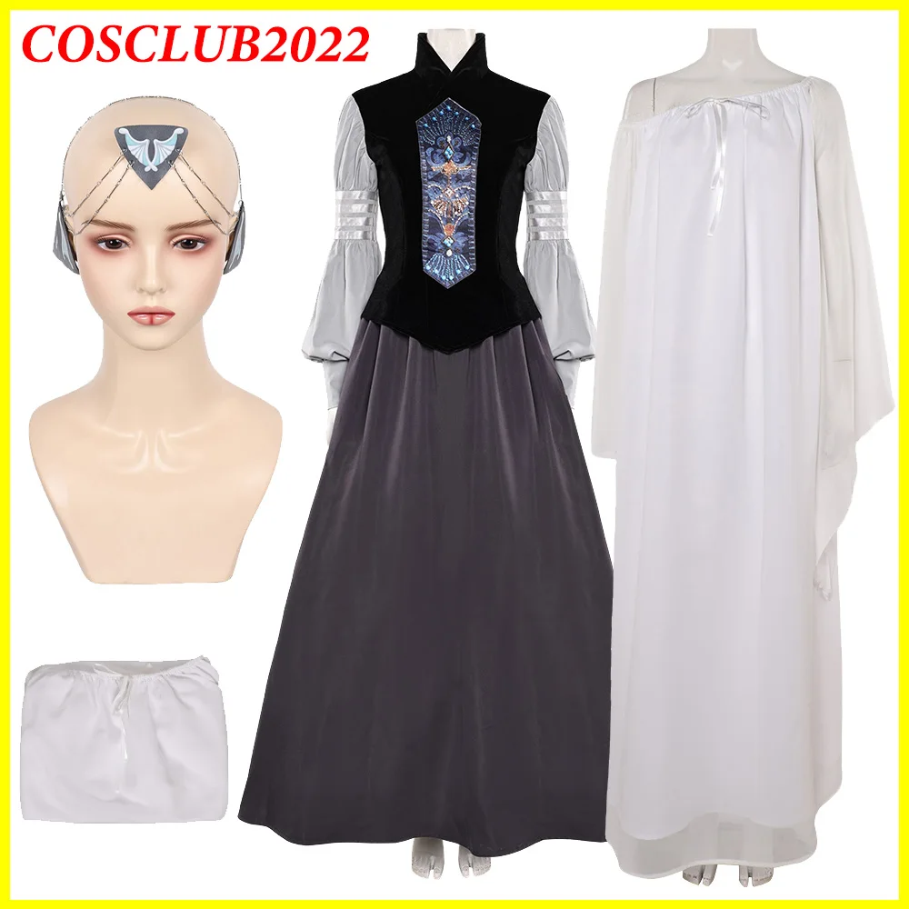 

Padme Cosplay Amidala Clothing Shirt Skirt Headband Women Dress TV Space Battle Roleplay Costume Halloween Party Disguise Suit