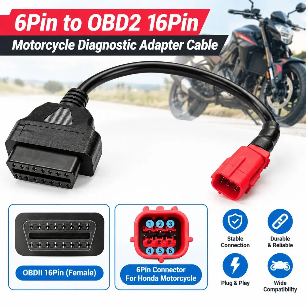 6 Pin OBD2 Connector Cable Diagnostic Tool Compatible Extension Design OBD2 Diagnostic Cord OBD2 Extension Cable
