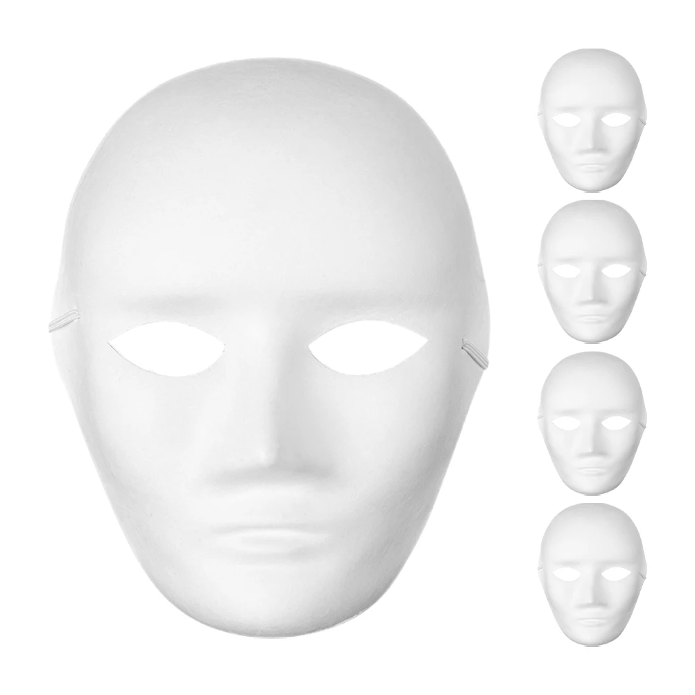

5Pcs Diy Blank Masks White Paper Craft For Kids Parties And Events Lightweight Comfortable Masquerade Face Covering