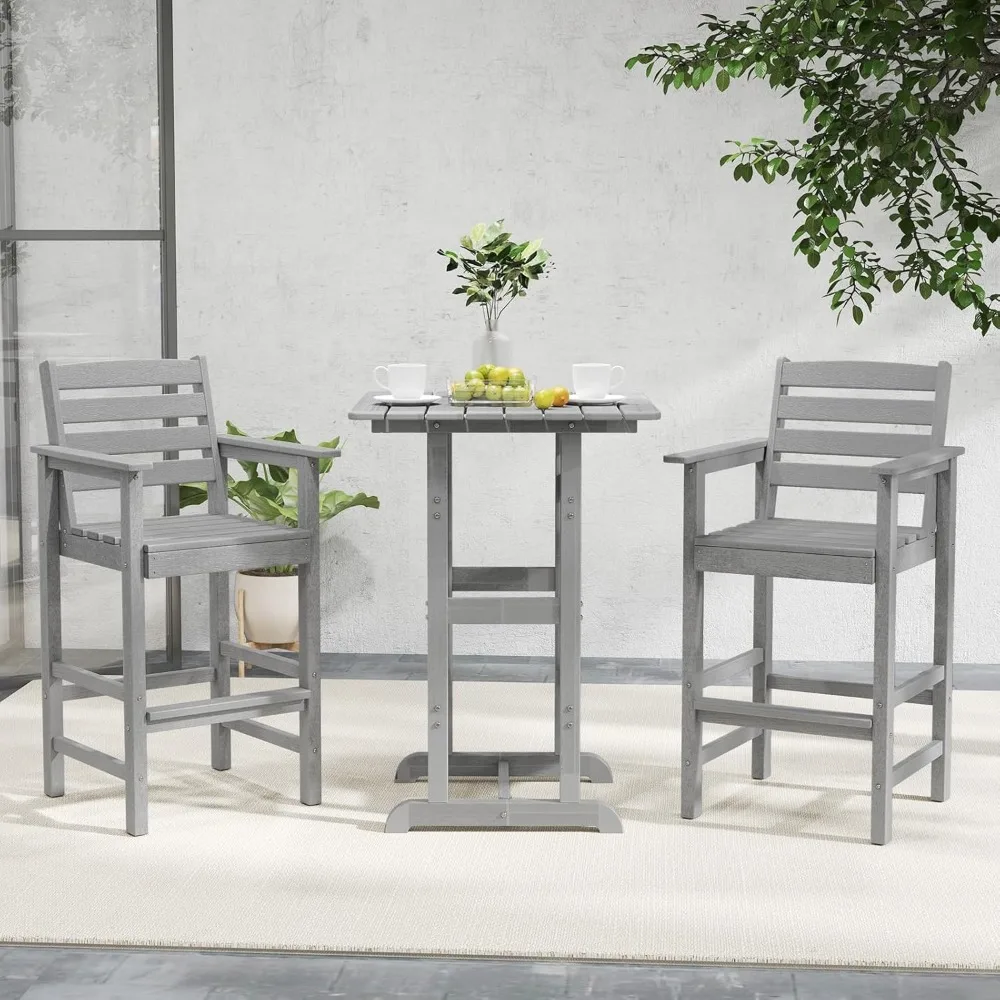 مجموعة كراسي Adirondack للفناء مكونة من 4 قطع، كرسي بارتفاع قضيب HDPE مع مساند للذراعين ومسند للقدمين، وكراسي بار شرائحية عالية الجودة للاستخدام الخارجي مع