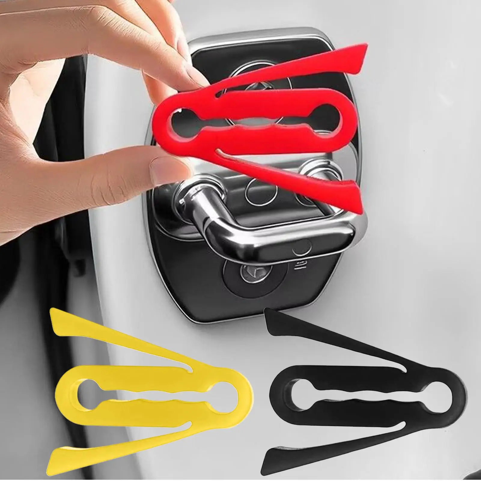 4pcs Universal Silicone Car Door Latch Covers Shock Absorption Pad Auto Lock Buckle Protector Cover Buffer Damper  Accessories image 4
