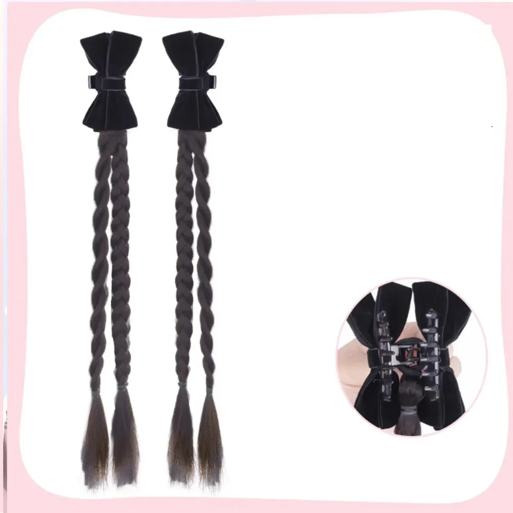 Perruque synthétique en épingle à cheveux, style princesse, nœud doux, double torsion, tresse, simulation, vêtements de sauna, queue de cheval, extensions de cheveux