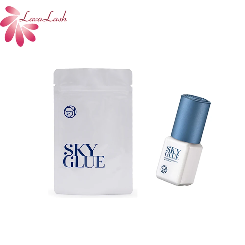 Cola de céu original coreana 5ml s + para extensão de cílios 1-2s cola de cílios postiços de secagem rápida tampa azul ferramenta de beleza