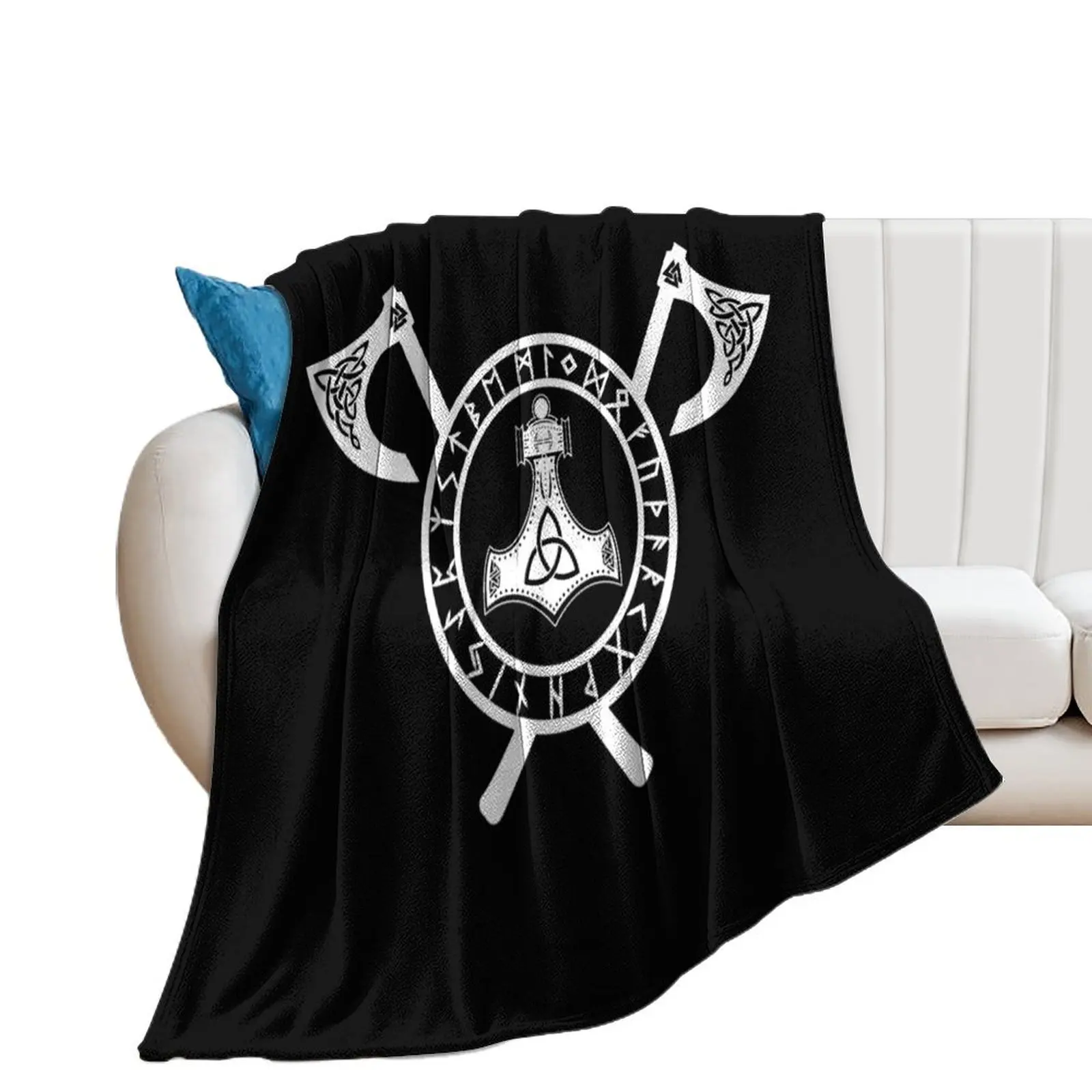 Mjolnir /// Norse Axe (Variant II) Throw Blanket Bed covers Picnic Decorative Beds Cute Plaid Blankets