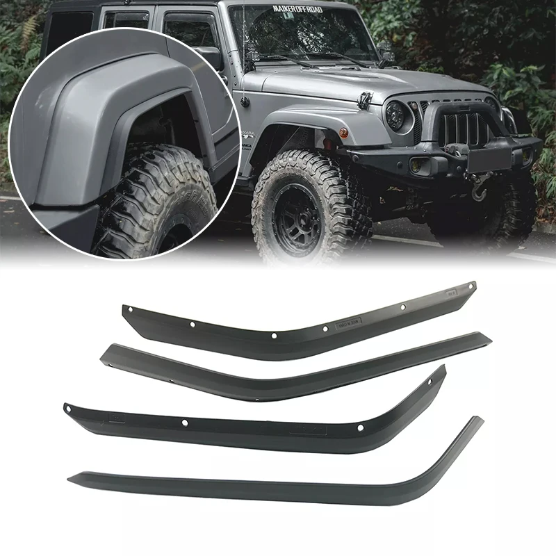 4 Uds rueda delantera trasera ceja guardabarros extensión de bengalas para Jeep Wrangler JK JKU 2007-2017