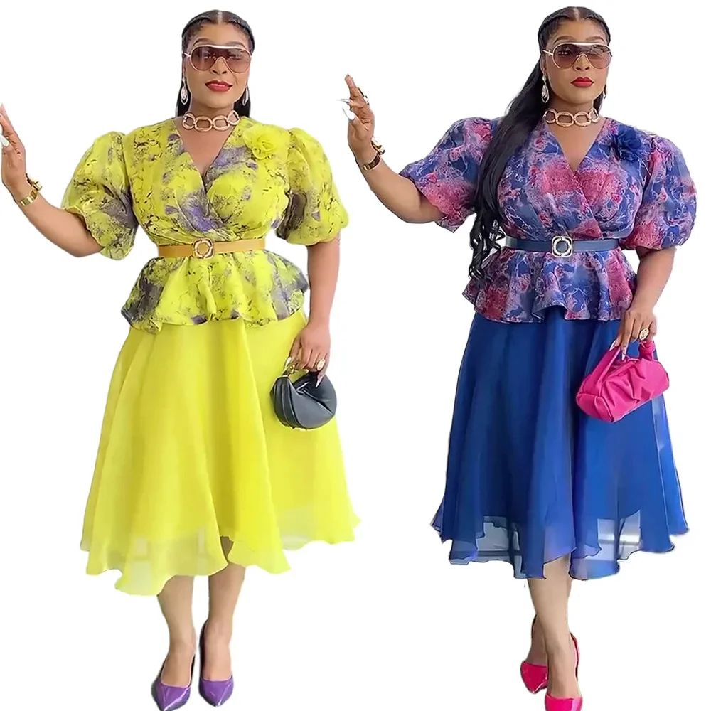 

African Dresses for Women 2025 Plus Size Evening Party Long Dress Africa Clothing Elegant Turkey Muslim Print Maxi Dress