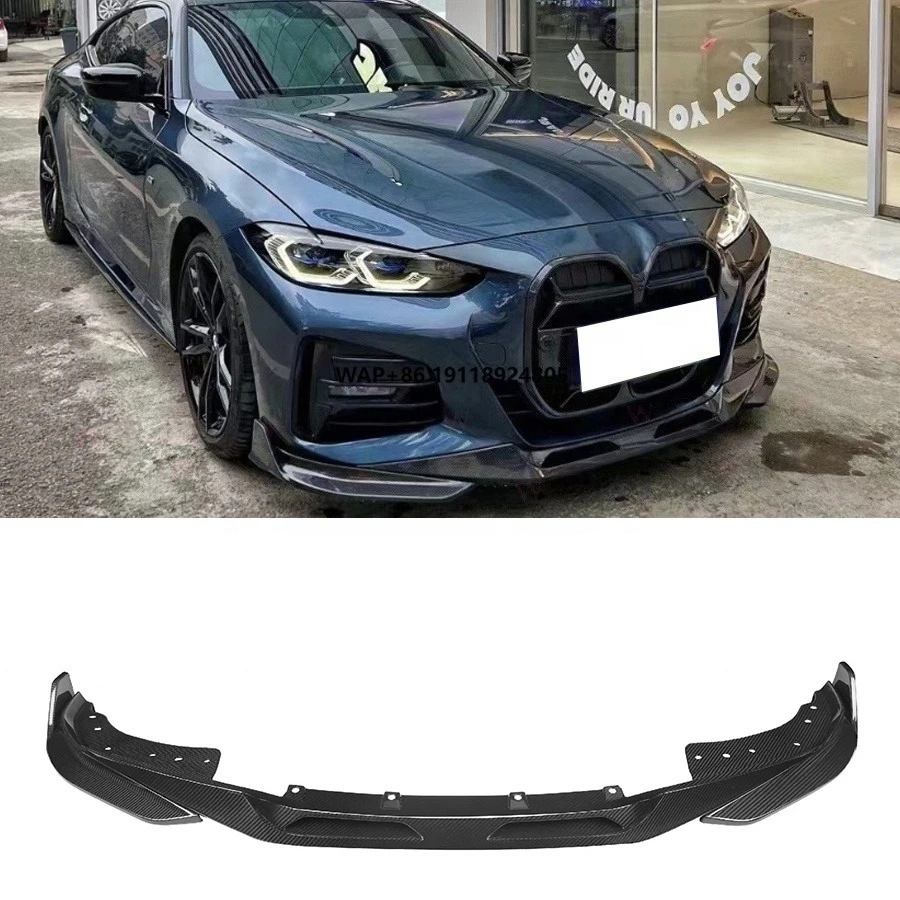 

For 4 Series G22 G23 Coupe 2021+ Dry Carbon Fiber Front Lip New 3 PCS Front Bumper Lip Spoiler Splitter Car Parts