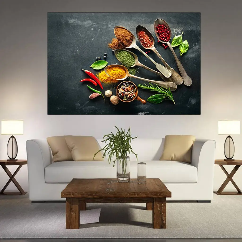 Colorful Spoon Spices Painting On Canvas for Home Decor Decoration Gift