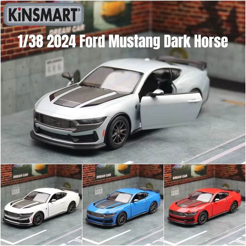 1/38 KiNSMART 2024 Ford Mustang Dark Horse Alloy Diecast Pull Back Classical Miniature Toy Car Model Collection Children Gifts