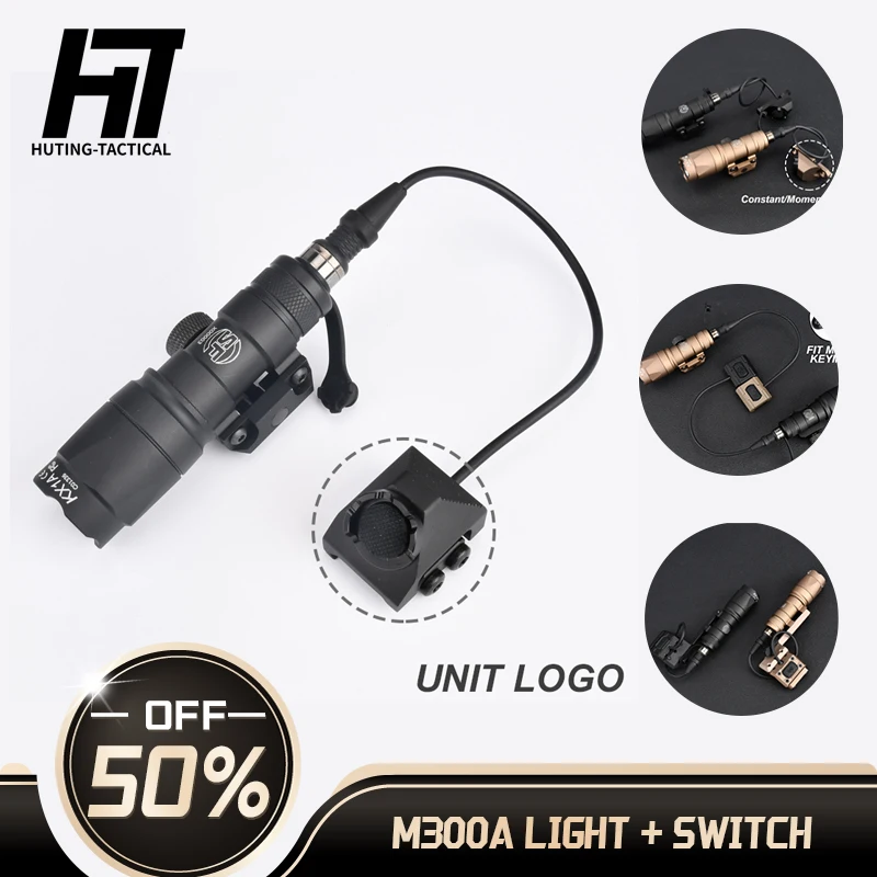 

Tactical M300 Surefir M300A MINI Scout Metal Flashlight modbutton Switch Airsoft equipments Weapon Hunting Rifle Light accesorio