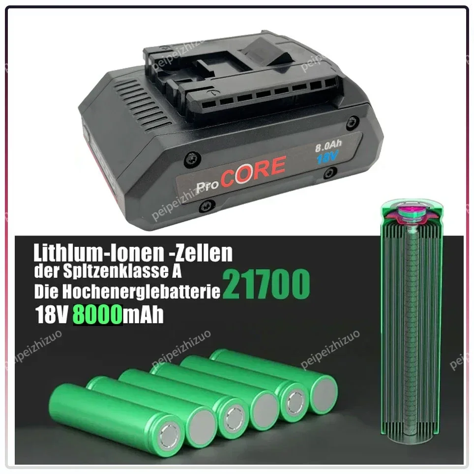 Batteria di ricambio per elettroutensili 18V 8000mAh agli ioni di litio per Bosch GSR18-Li,BAT609,BAT618,BAT609G,BAT618G,17618,37618,DGSH181