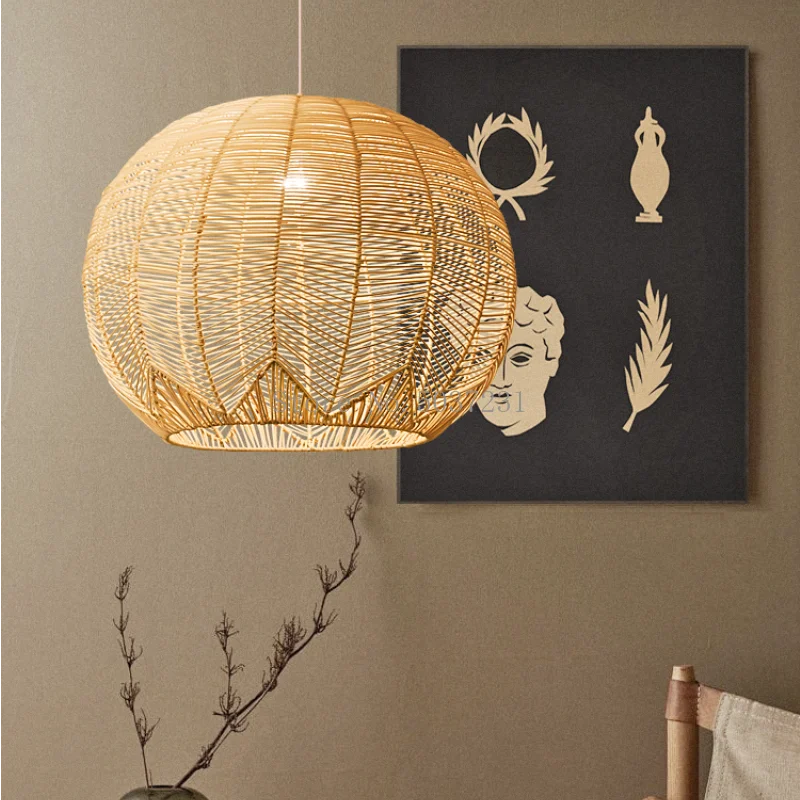 New Chinese Bamboo Pendant Lights Japanese Zen Creative Rattan Hanging Lamp for Living Room Restaurant Tea Room Home Decor Lamp