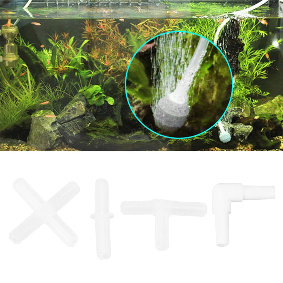 

40pcs Air Pump Connector Quality Plastic Aquarium Airline Tubing Mending Extending Hose Straight Valve Fish Tank Accessories Pet