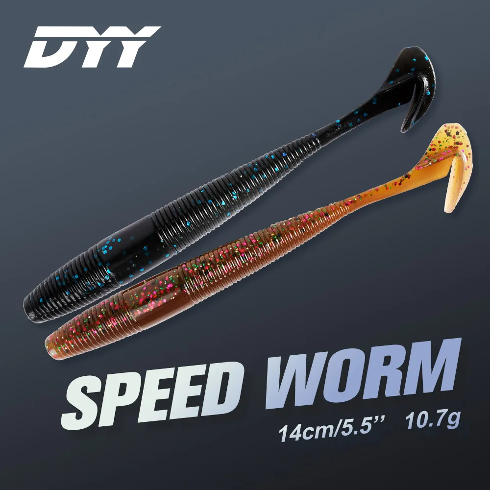 

DYY Speed Worm Soft Bait 14cm 5.5" Silicone Soft Lure Paddle Tail Minnow Shad Artificial Soft Baits for Bass Pike Fishing Lure