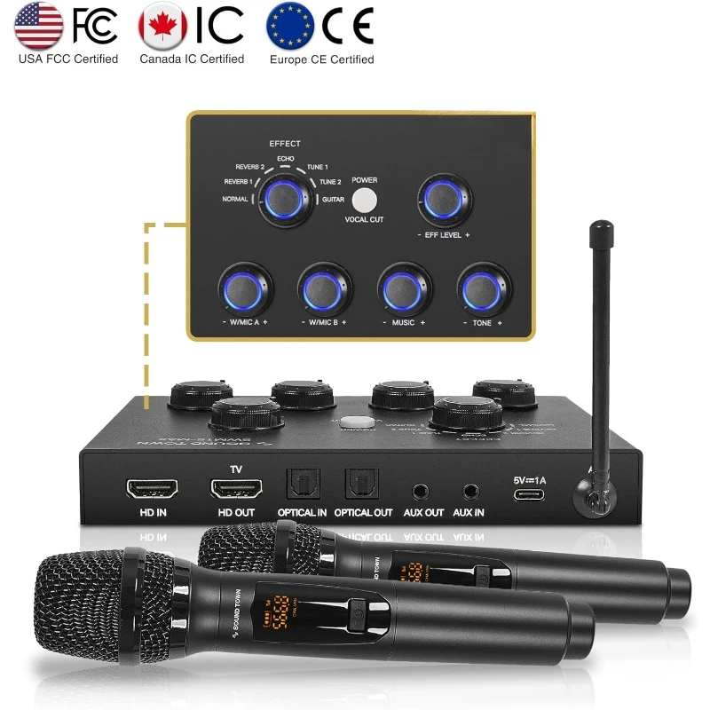 16 Channels Wireless Microphone Karaoke Mixer System w/ 2 Wireless Mics , Bluetooth, Soundbar, Receiver (SWM15-MAX)