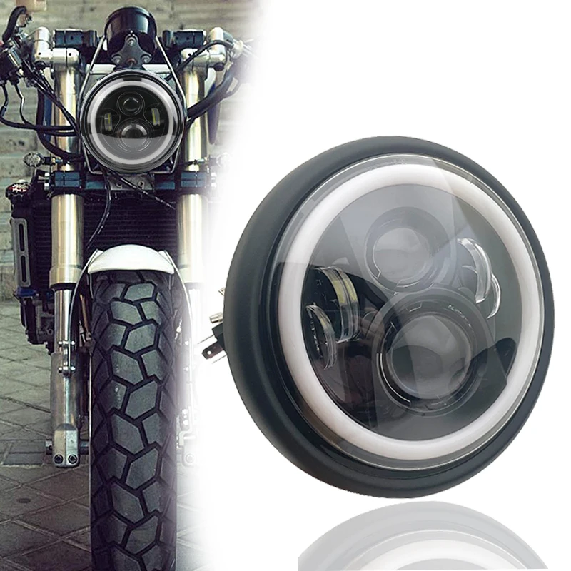 7 Inch DOT E9 Motorcycle Headlamp with angle eye Led Headlight 7inch housing bucket trim ring 7\