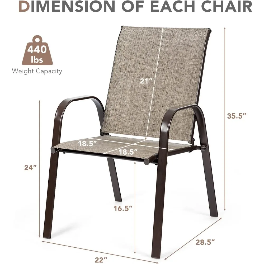 قطعتان من كراسي تناول الطعام في الفناء، كراسي بيسترو خارجية مع مساند للذراعين منحنية، قماش سهل الجفاف، إطار فولاذي معزز، عريض #3
