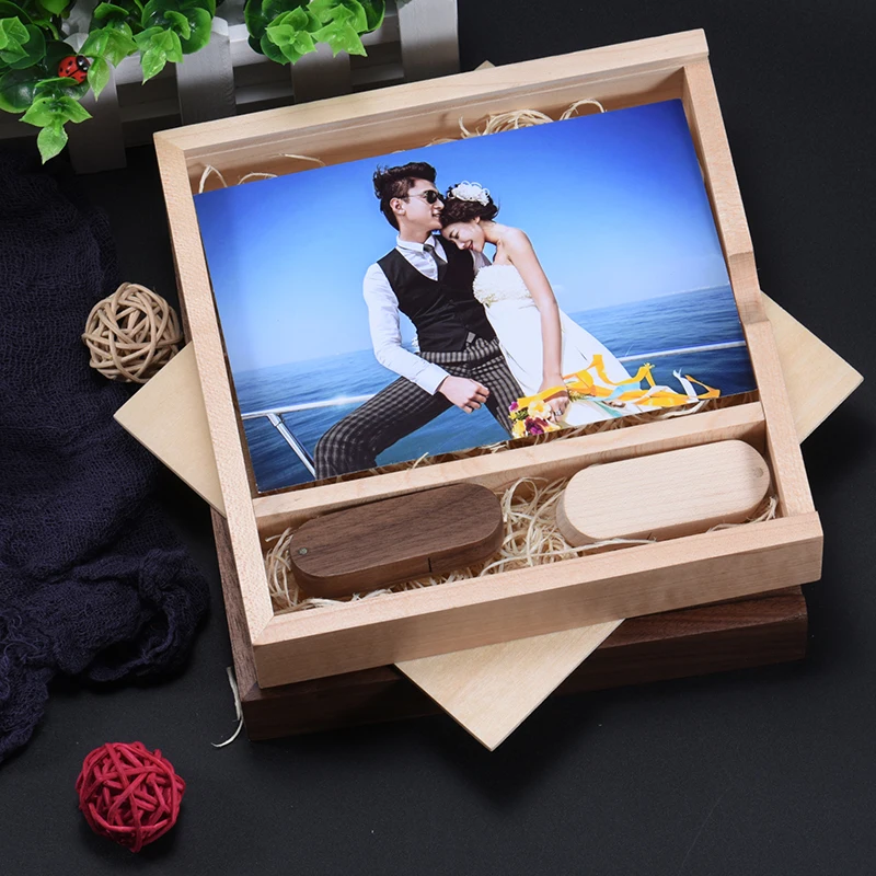 5PCS Wholesale USB3.0 Free Custom Logo Pen Drive 128GB Wooden Box Memory Stick 64GB Wedding Photo Album USB 3.0 Flash Drive 32GB