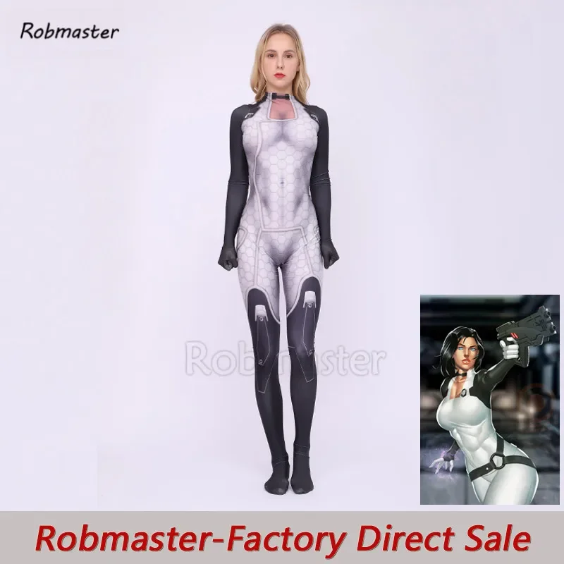 

Mass Effect 3 Miranda Lawson Cosplay Costume Elastic Spandex ME1 Halloween Zentai Bodysuit Girls Women Female Game Catsuit
