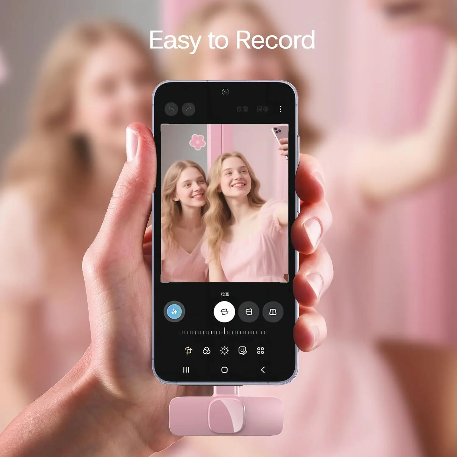 ميكروفون لاسلكي وردي اللون لطية صدر السترة لهاتف iPhone iPad ومدونات الفيديو وميكروفون لتسجيل الفيديو للمقابلة المباشرة وميكروفون بودكاست للفتيات