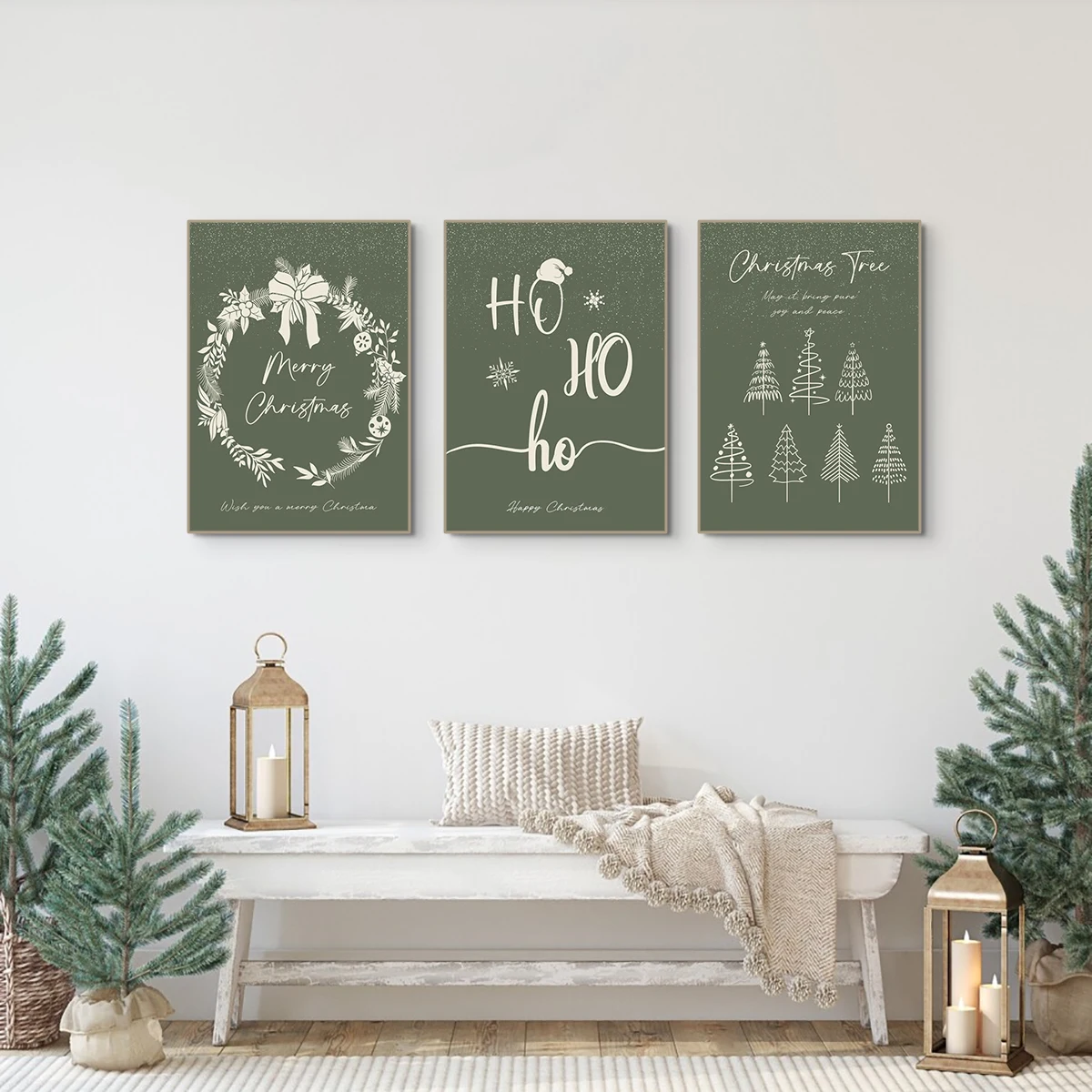 طبعة قماشية حديثة أصلية لشجرة عيد الميلاد ، ملصق أخضر طازج ، رسم جداري ، غرفة معيشة ، غرفة نوم ، ديكور منزلي ، 3 * #3