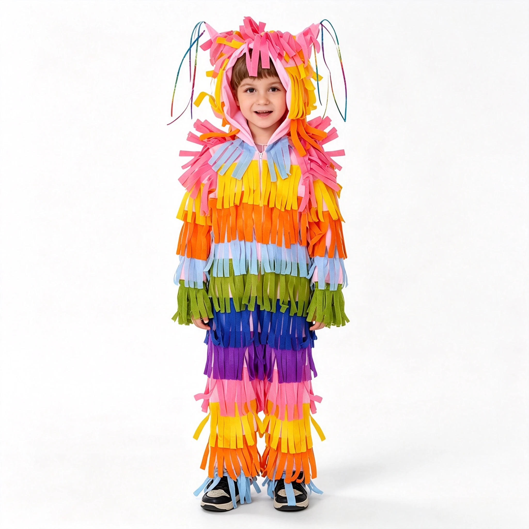 Colorful Pinata Kids Cosplay Costume, Bright Carnival Halloween Outfit, Kindergarten Stage Role‑Play Dress‑up Set