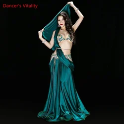 Nuovo di alta qualità di Danza Del Ventre Costume Vestiti Sexy Bra + Skirt + cintura Attrezzature Dei Vestiti Dei Vestiti di Prestazione della fase verde rosso 2 colori