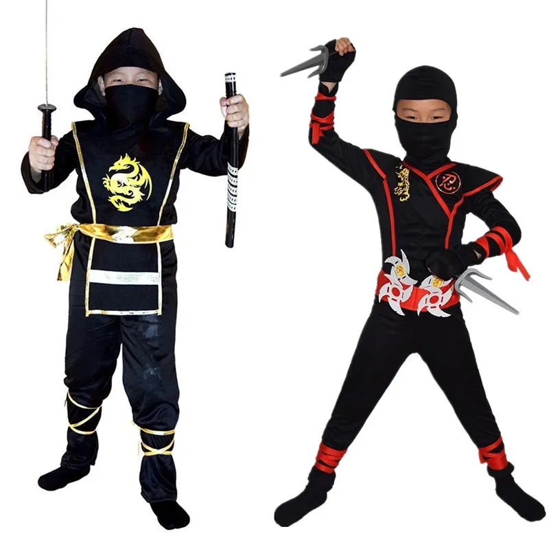 Kids Black Ninja Costume Children Cosplay Costume Halloween Japanese Anime Costume Boys Girls Ninja Suit AS1900