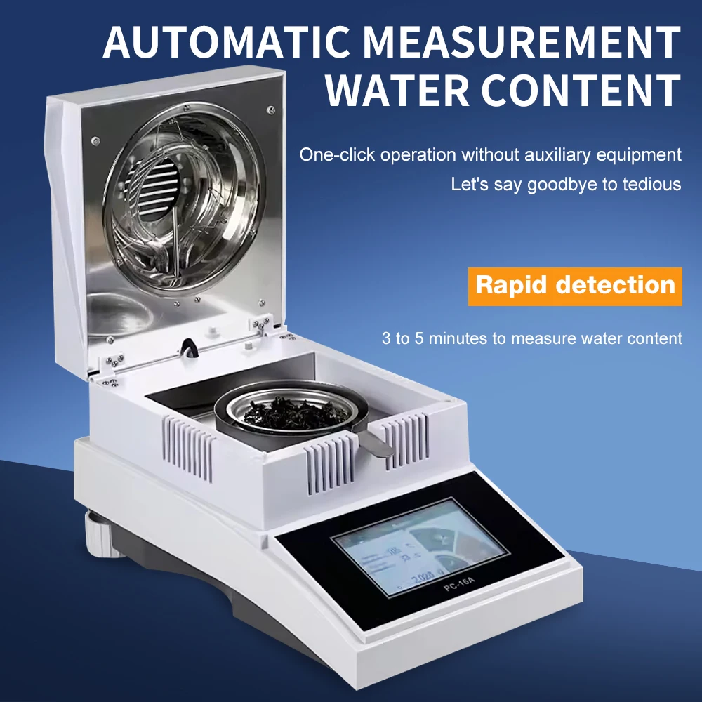 USB Halogen Moisture Meter 50g 100g Food Powder Medicine Humidity Analyzer Color Tough Screen Auto Halogen Moisture Detector