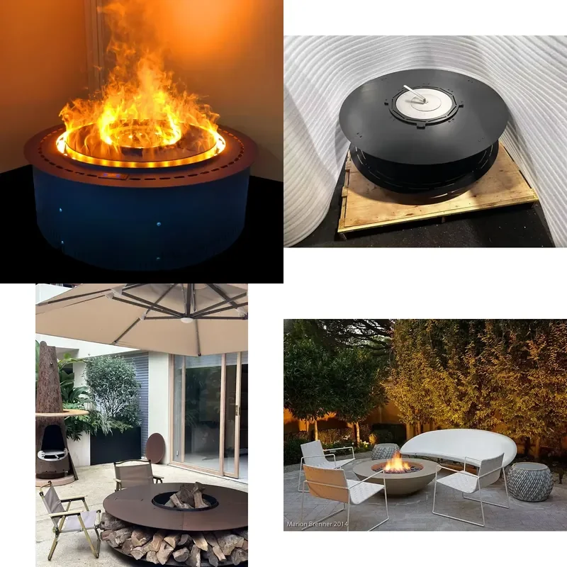 Smokeless Propane Fire Pit Table Rectangular Stainless Steel Gas Fireplace Outdoor Patio Garden Furniture Set Elegant Design