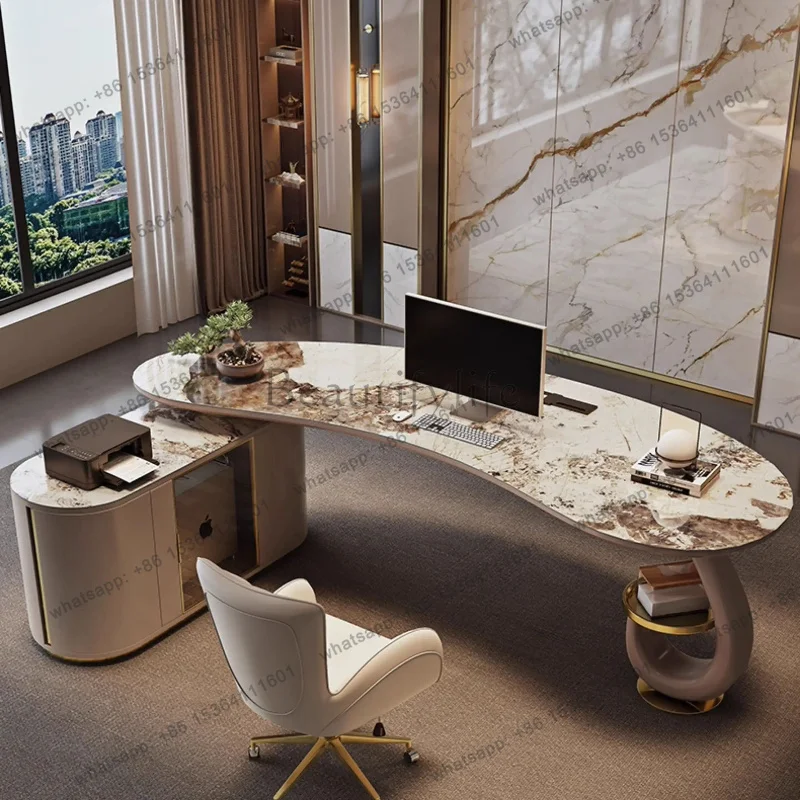 LJY Luxury Nordic Office Desk European Aesthetic Design Minimalist Crafts Office Desk Executive Decoration Ufficio Home Furnitur