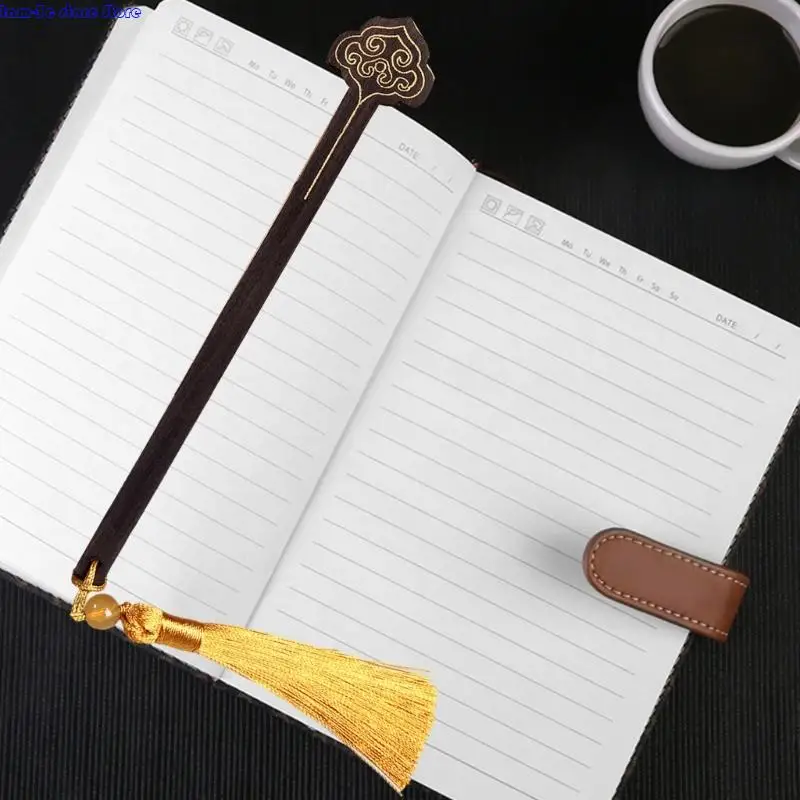 D0UA 목재 북마크 서적 페이지 마커 타셀 북마크 책 읽기 보조 도서 애호가 학생 성인 생일 선물