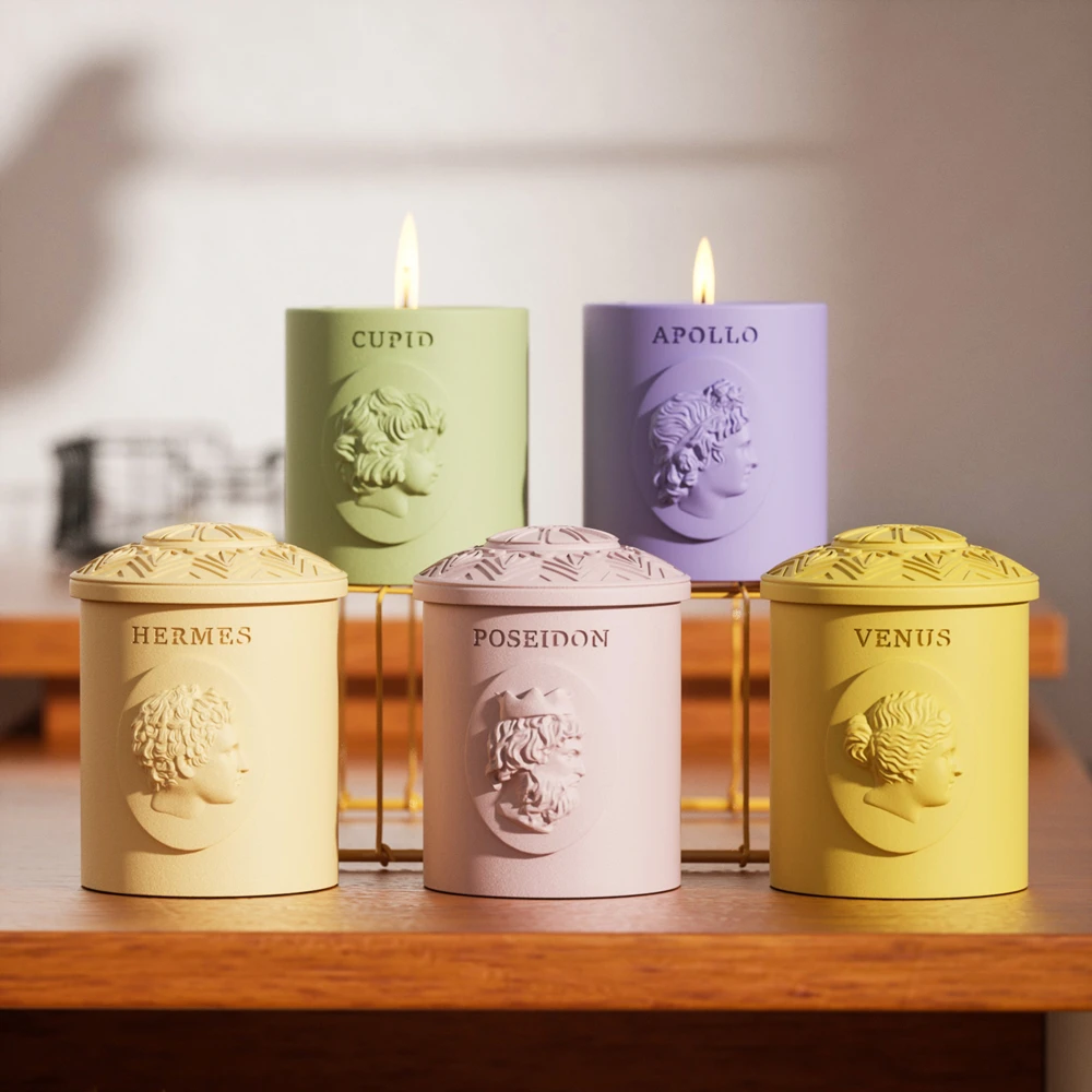 Nicole Mythology Sculpture Candle Jar Silicone Mold for Cement Handmade Concrete Casting Candle Vessel Making Home Decorations