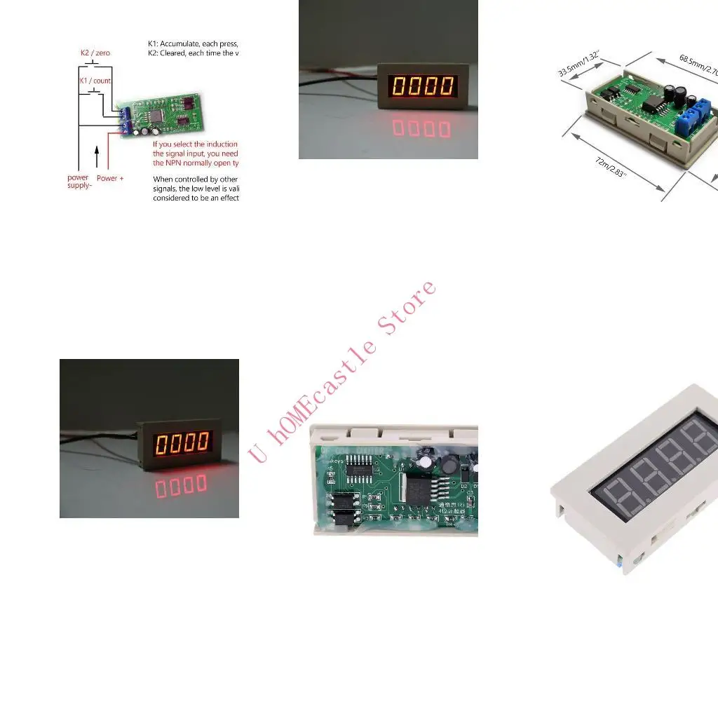 63HF Industrial Control Plastic Digital Counter for DC5V 12V 36V Trigger Counter Working for DC4.0V-40V 2