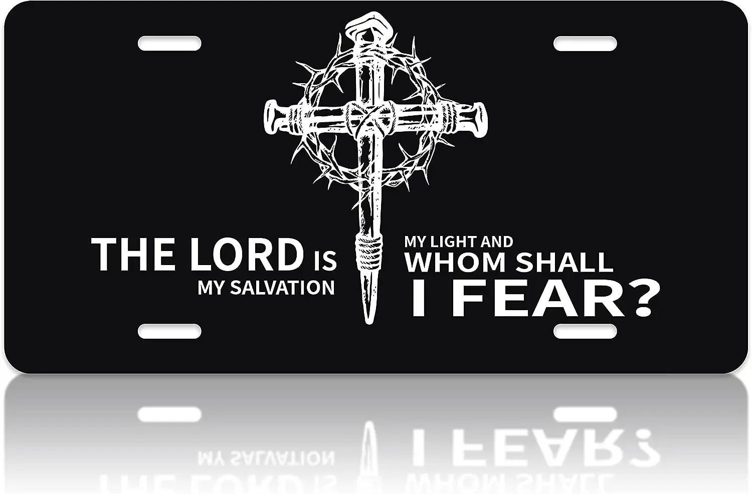 The Lord is My Light and My Salvation Funny Car Front License Plate Cover Christian License Plate Cover l Car Plate Tag Fit US