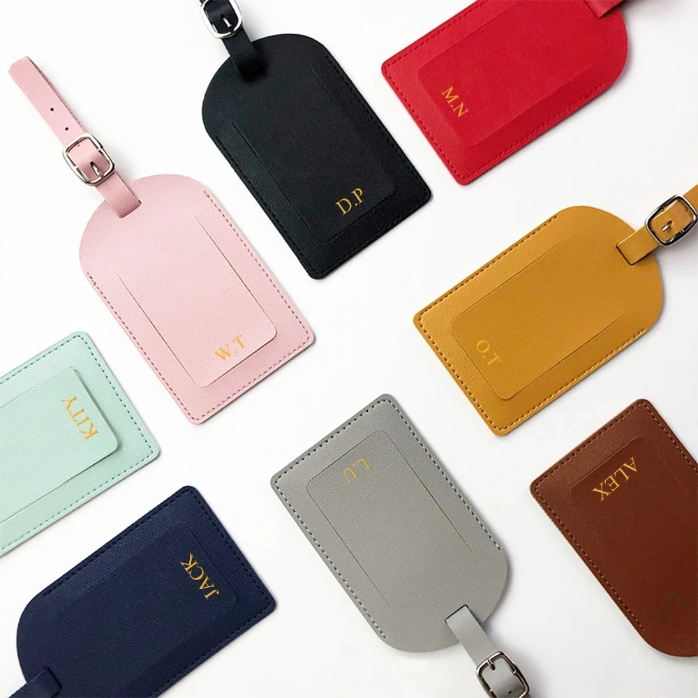 

Free Custom Name Travel Passport Holder Luggage Tag Set PU Leather Personalize Letters Gift Passport Cover Suitcase Name Label