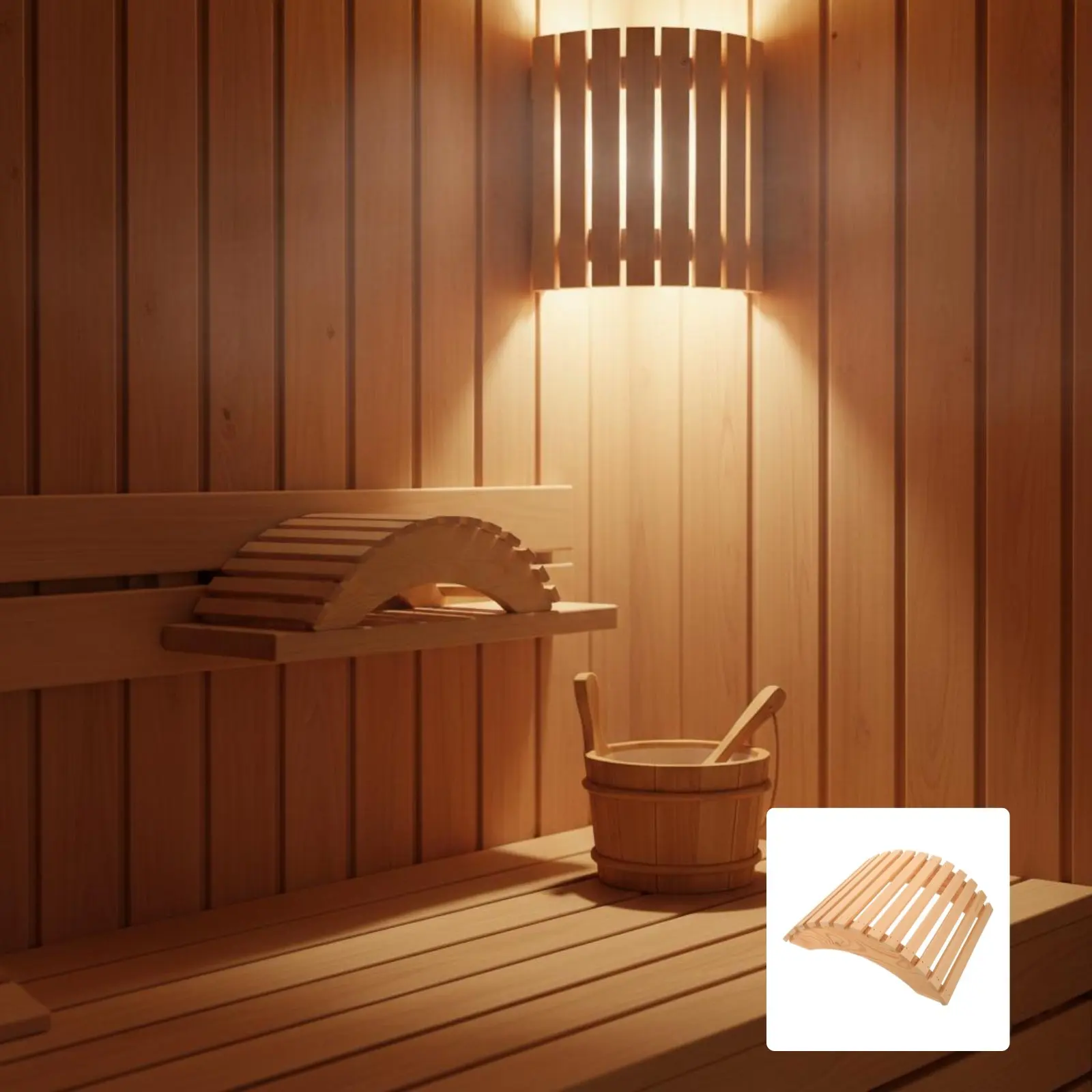 

Wooden Sauna Lamp Shade Glare-Reducing Wooden Sauna Lampshade Curved Wood Lamp Guard Prevents Overheating