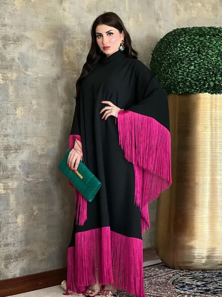 Abaya musulmane pour femmes, robes de soirée, Jalabiya, glands, caftan, Islam, arabe éducatif, Ramadan, Maroc, Dubaï, 2024