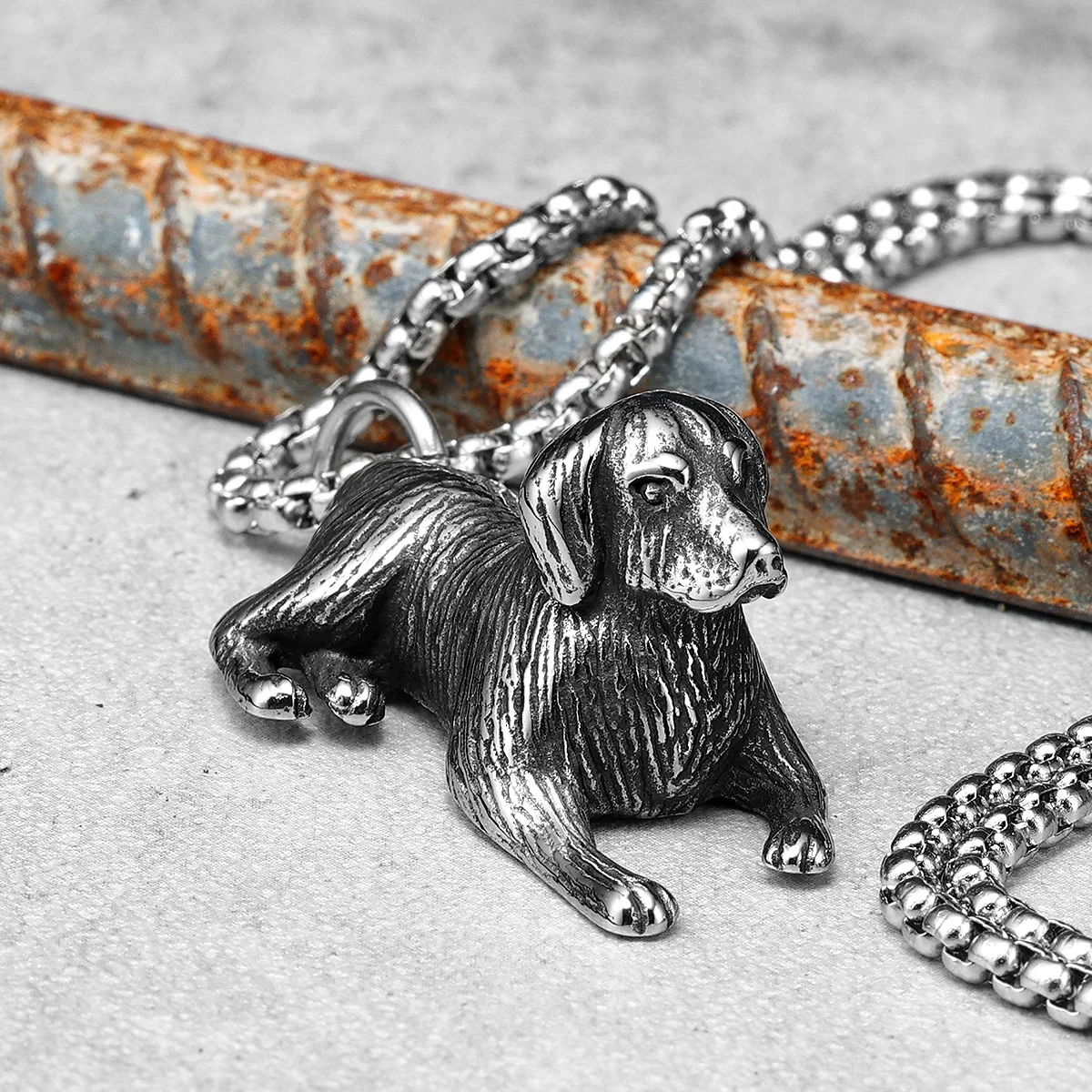 Colares 3D de Cachorro Labrador para Homens, Pingente de Aço Inoxidável, Corrente Feminina, Joias de Moda Punk, Novidade em Acessórios, Presentes, Atacado