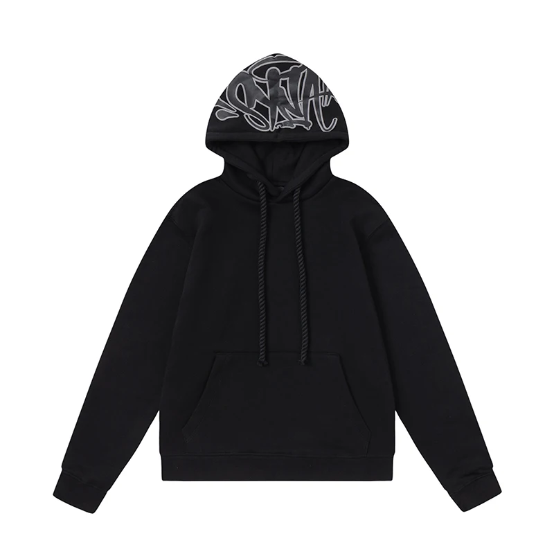 Sy Black Printed High Quality Fleece Hoodies Men Women Winter Tops Tracksuits Coats Trousers Sweatshirt Brand Jogger Pants