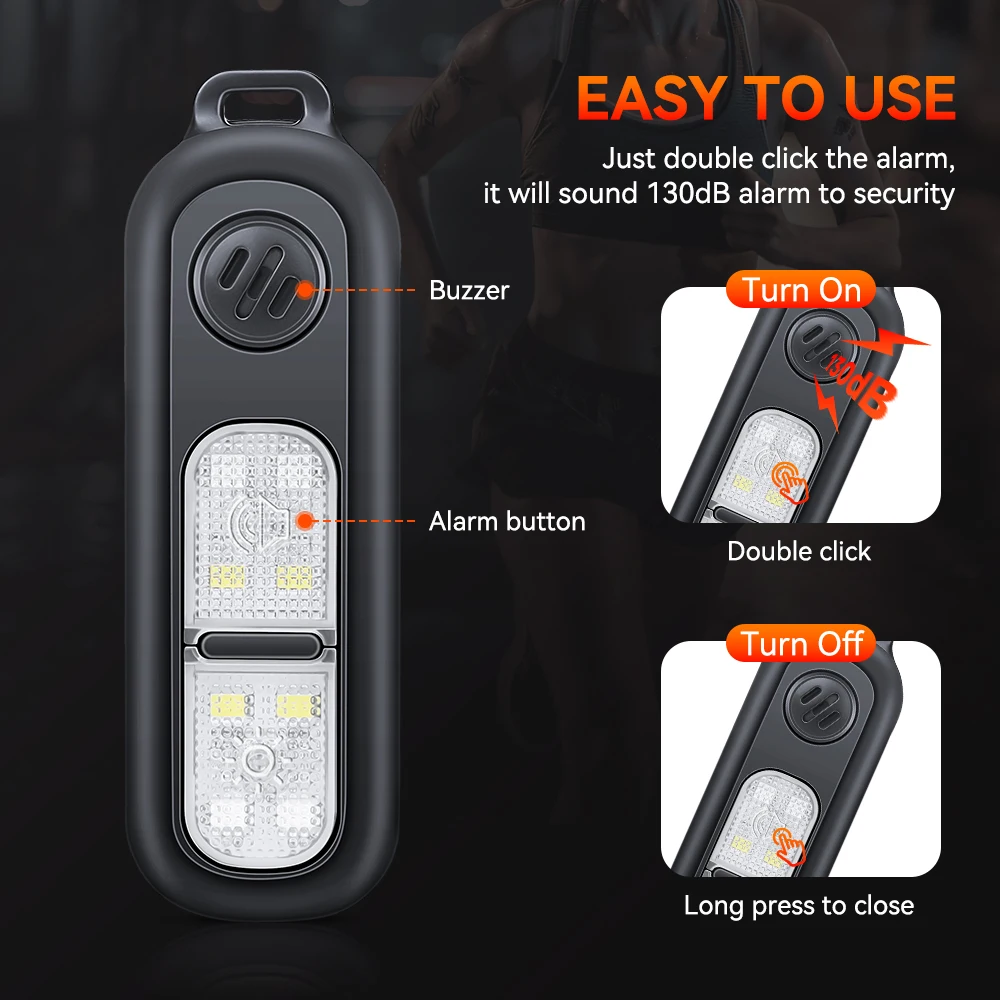 الدفاع عن النفس إنذار ضد الهجوم الدفاع الشخصي صفارة الإنذار 130 ديسيبل سلسلة المفاتيح المحمولة للنساء والأطفال وكبار السن #4