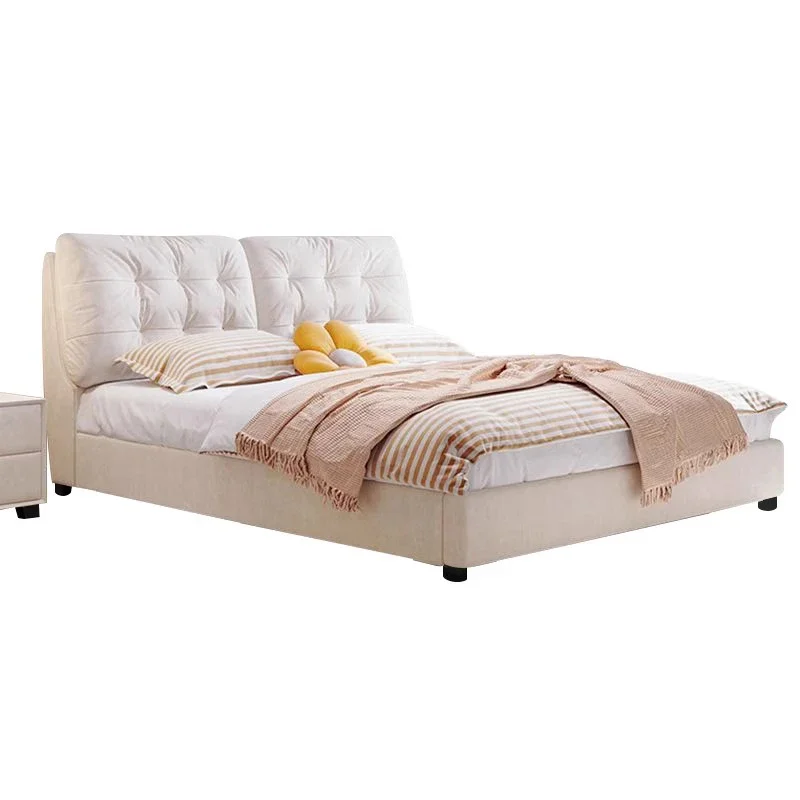 تصميمات سرير Weiche الحديثة Creme Haupt schlafzimmer Mihbel Moderne Technologie Samt Stoff Bett rahmen