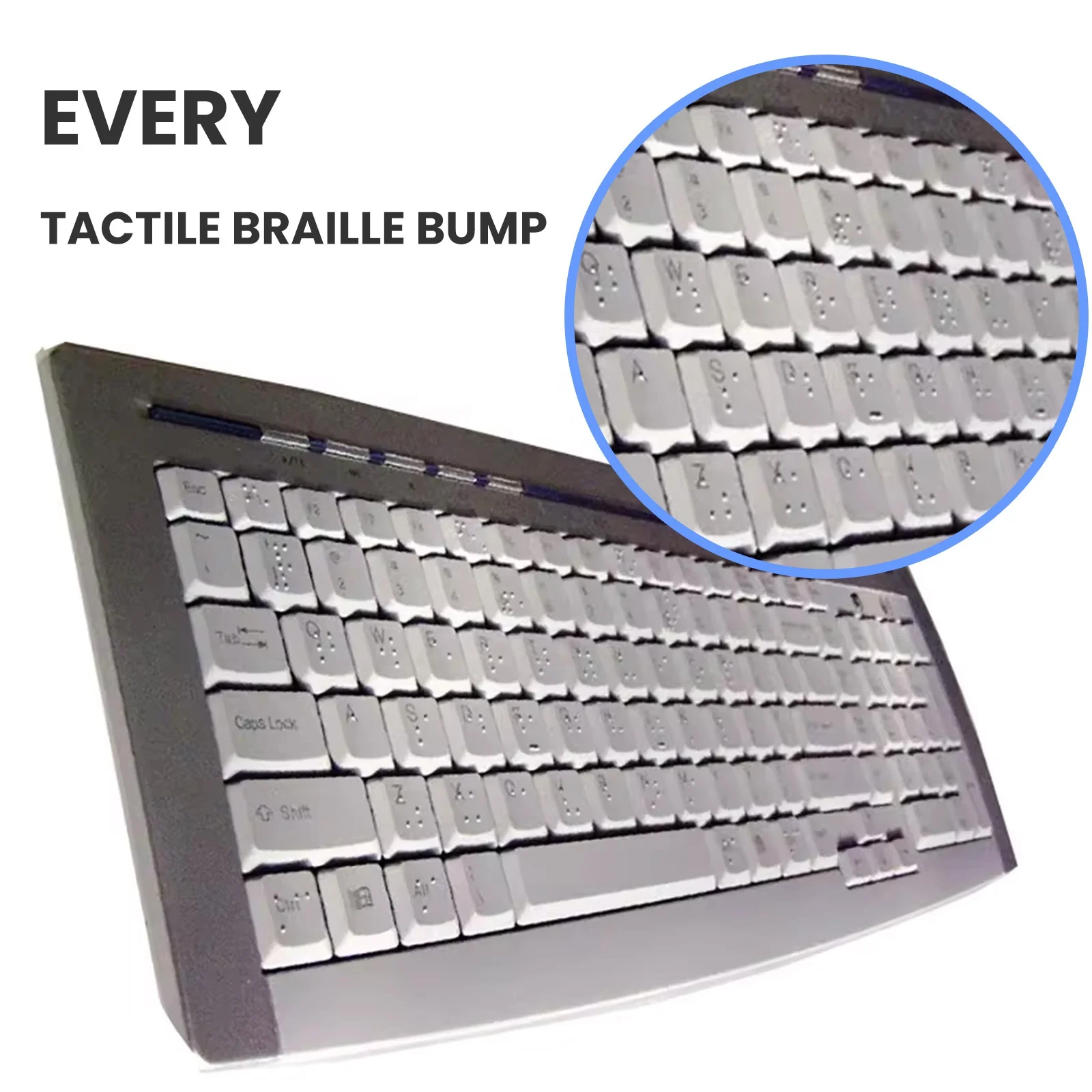 Braille Computer Keyboard, Wired USB High Contrast Keyboard with Oversized Print Letters for Low Vision Visually Impaired